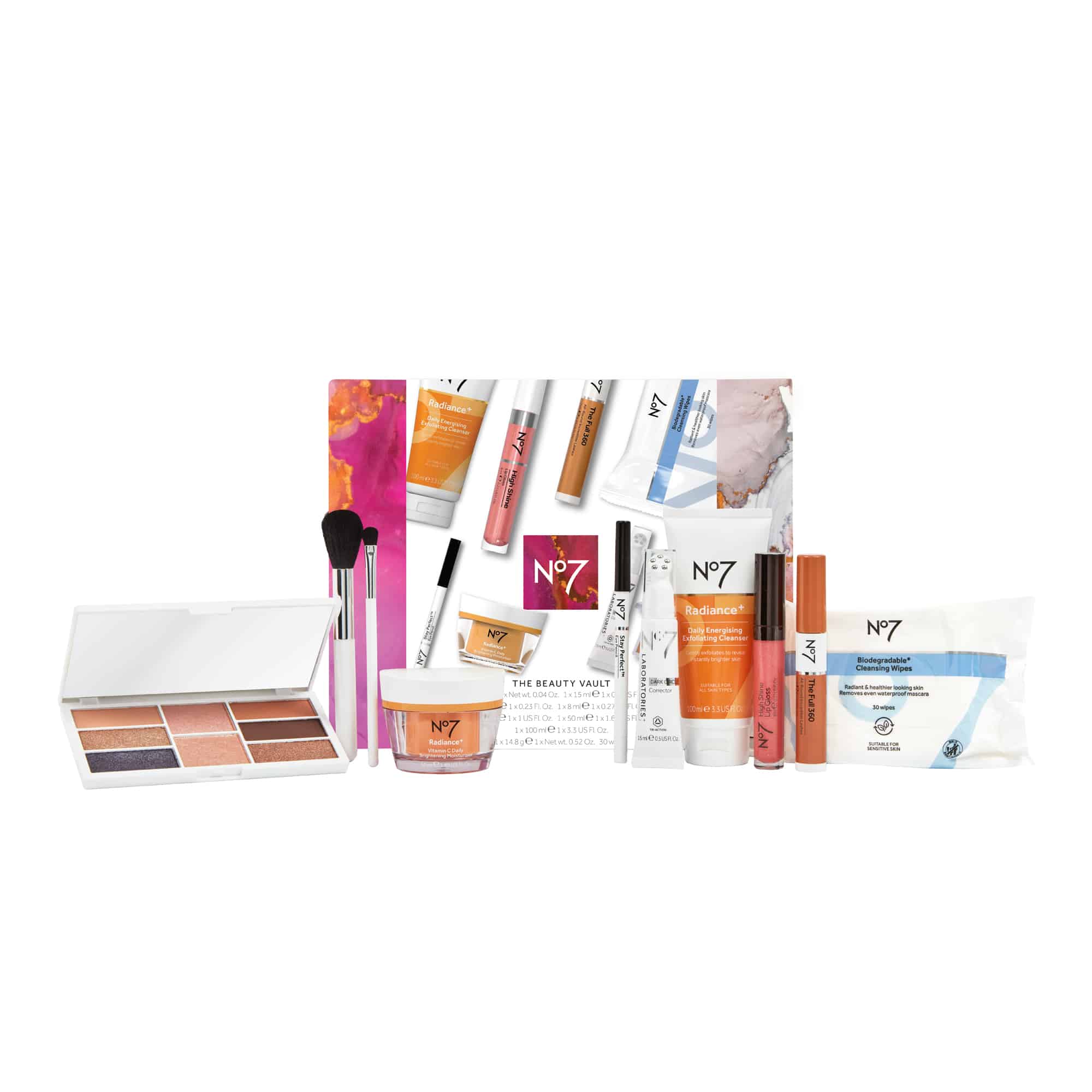 h236204 no7 beauty vault front of box with product copy artwork